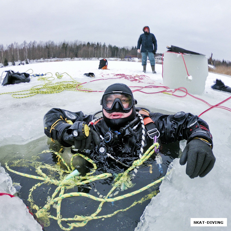 Филиппов Родион, попробовал спуски под лед по байкальской технологии