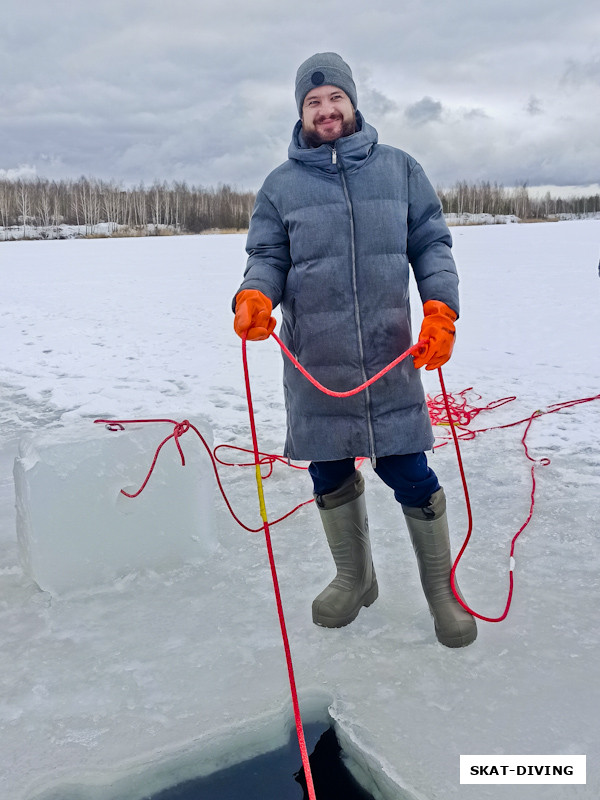 Каняхин Тимофей, цитата: "Приехать на подледный дайвинг и не страховать, это будто не нырять"