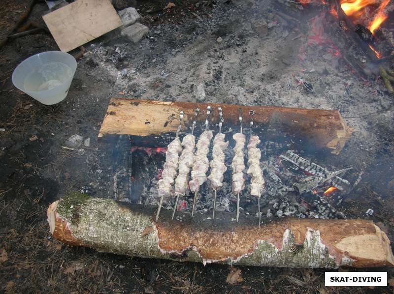 жарим мясо на костре