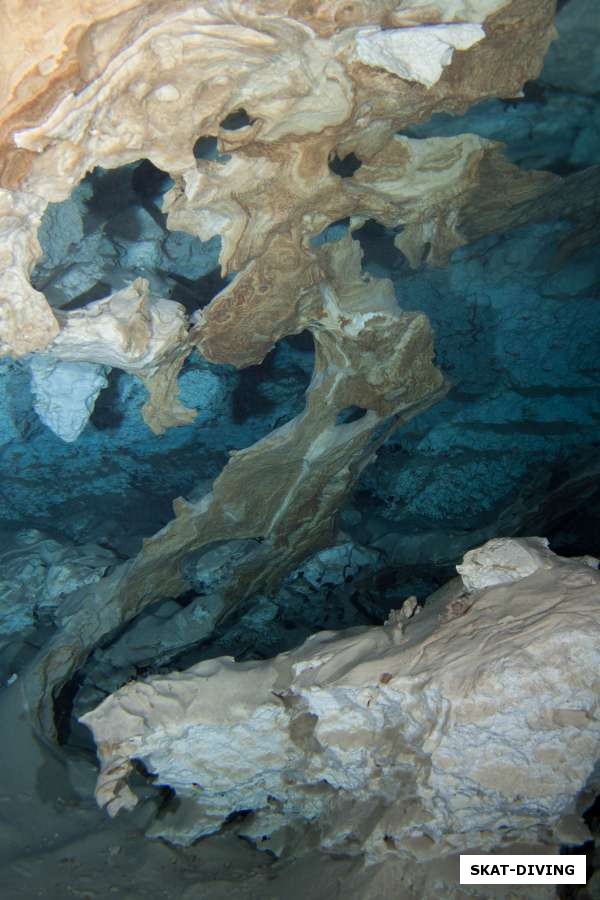 Внутри пещеры под водой