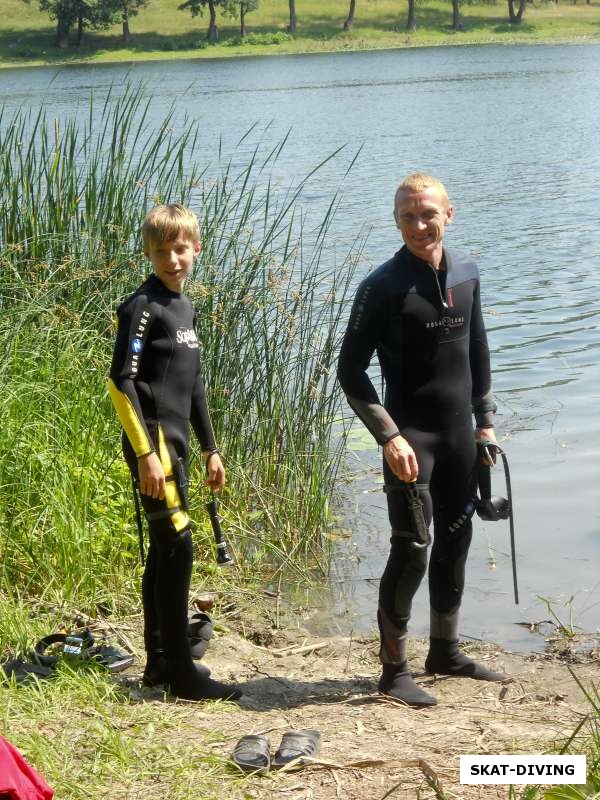 Сомкин Дмитрий, Сомкин Николай, перед сдачей открытой воды по курсу ПОДВОДНЫЙ ОХОТНИК