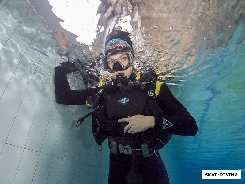 Крохина Наталья, делает первый вдох под водой