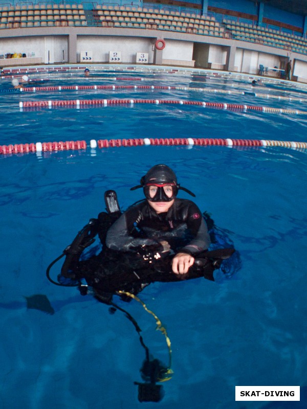 Дьячкова Евгения, одевая SCUBA на воде, мы снижаем нагрузку на позвоночник