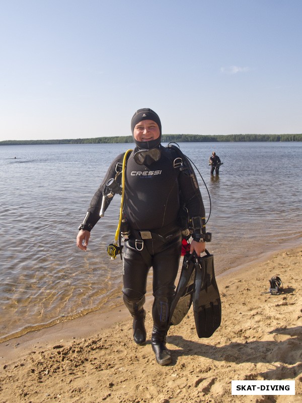 Быков Константин, в первый же приезд на водохранилище умудрился понырять в трех совершенно разных местах