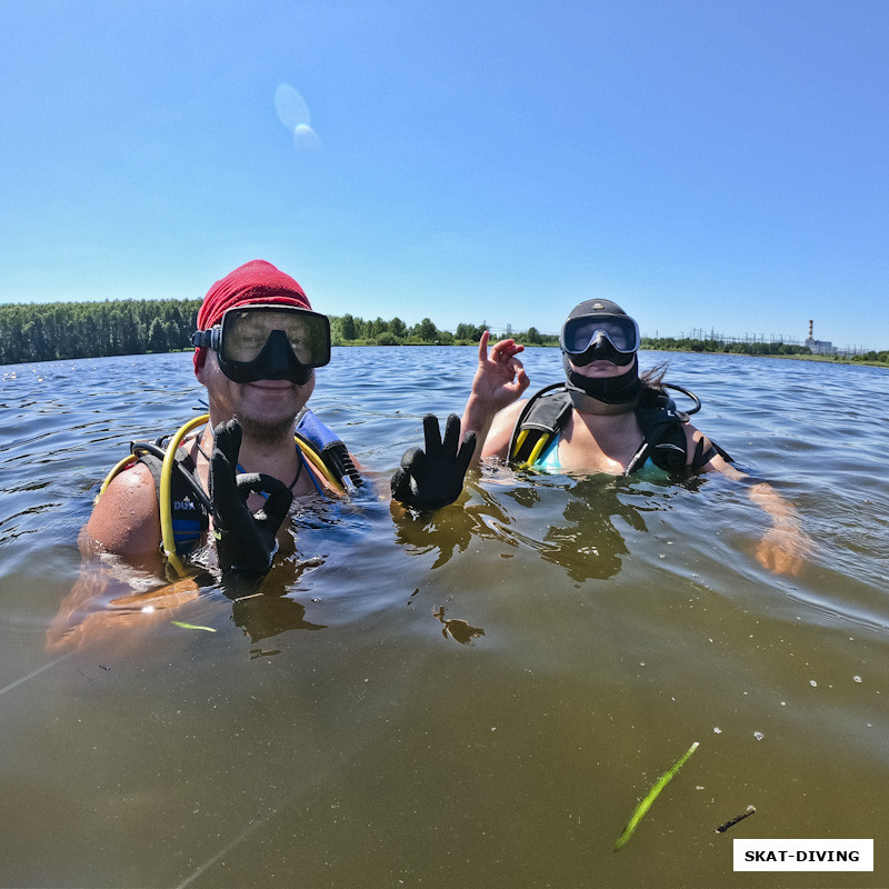 Шукста Игорь, Осипенко Елена, первая сдача открытой воды в субботу и первое погружение в открытой воде для Елены