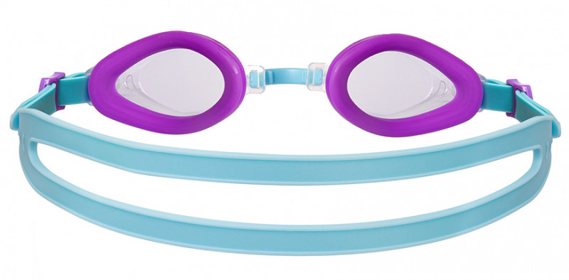 Раздвоенный ремешок мягко и удобно фиксирует очки на голове пловца.