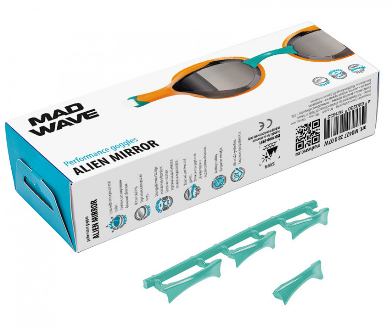 В комплекте фирменная коробка и 4 сменные носовые перемычки разного размера. Внимание! Очки поставляются в разобранном виде.