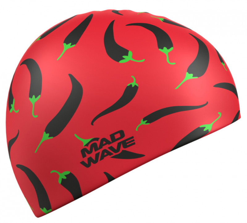 Красная силиконовая шапочка с острыми перцами для огненных тренировок.