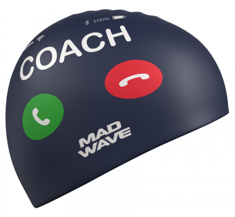 Силиконовая шапочка с интересным дизайном «входящий вызов от тренера». Здесь хоть и есть функция принять/отклонить вызов, однако профессионалы знают, что у них есть только зеленая кнопка.