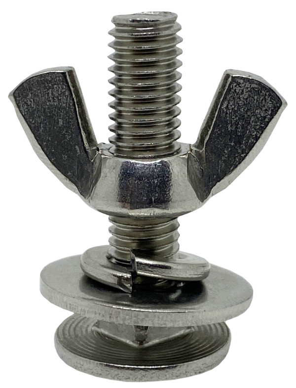 Профессиональный нержавеющий болт с гайкой-барашком для сборки дайверского компенсатора плавучести.