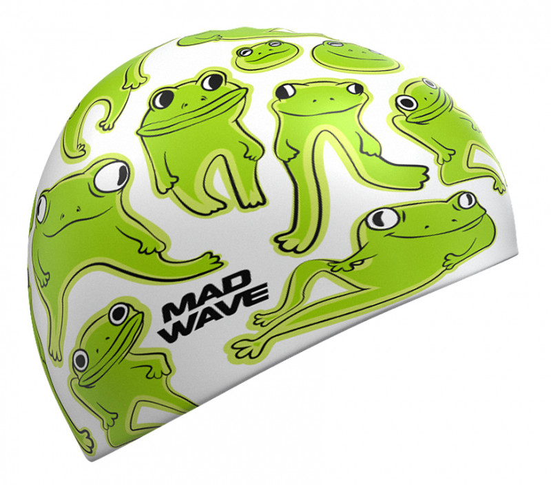 Шапочка с забавными лягушатами сделает вас заметным на воде и добавит улыбок тренировочному процессу.