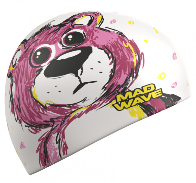 Шапочка с детским рисунком пушистого мишки - отличный подарок юному пловцу.