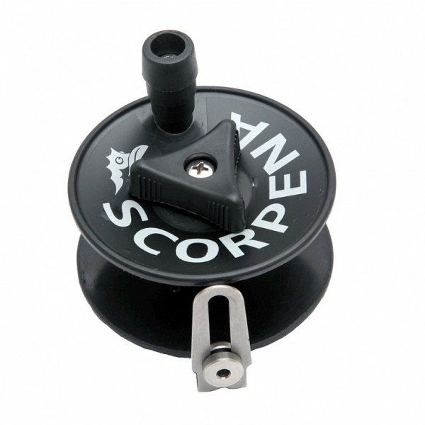 Удобная и прочная катушка СКОРПЕНА с бегунком внутри нержавеющей направляющей для укладки линя, который снижает истирание линя, продлевая срок его службы.