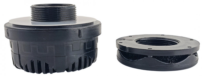 Клапан состоит из двух частей и кольца прокладки.