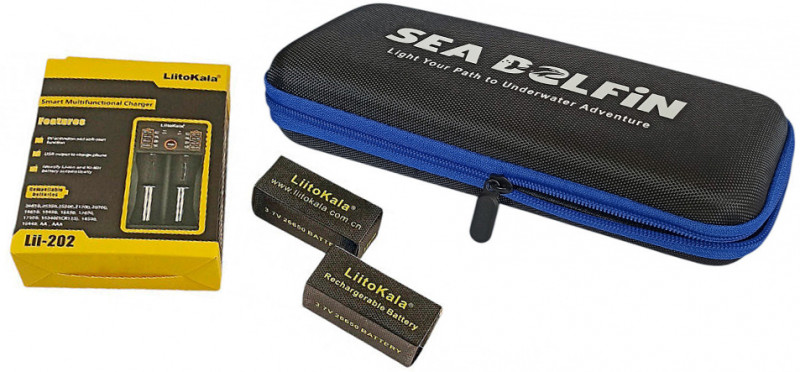 Продается готовый к эксплуатации комплект от производителя - фонарь в фирменной упаковке, зарядное «LII-202» и два аккумулятора 26650 (Li-ion 5000mAh 3.7V) в собственных коробочках.