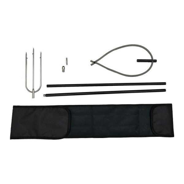 В комплекте: фирменный чехол, два колена, ручка с резиновой петлей, переходник для наконечников с резьбой М7х1, трезубец.