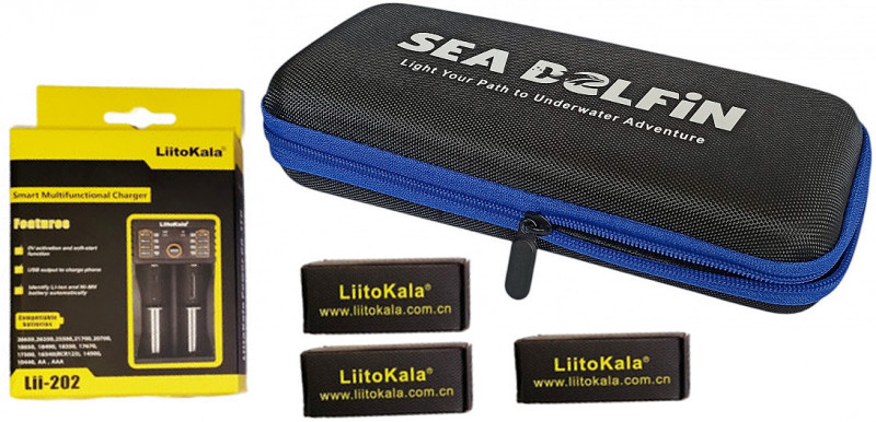 Продается готовый к эксплуатации комплект от производителя - фонарь в фирменном пластиковом боксе, зарядное устройство «LII-202» и три аккумулятора 26650 LI-ION (5000mAh 3.7V) в собственных упаковках.