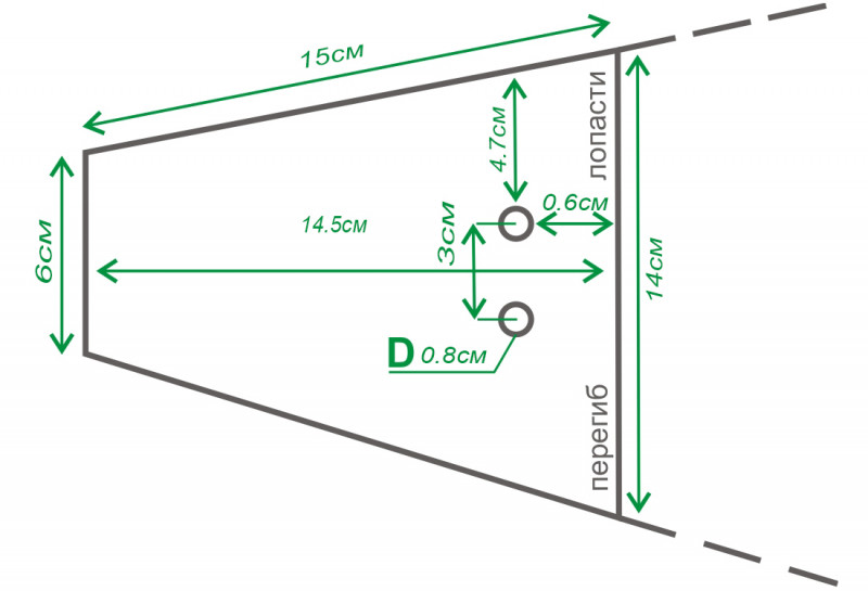 К фото описанию приложена схема с размерами основания лопасти, она поможет вам с выбором и ответит на вопрос о совместимости с вашими калошами.