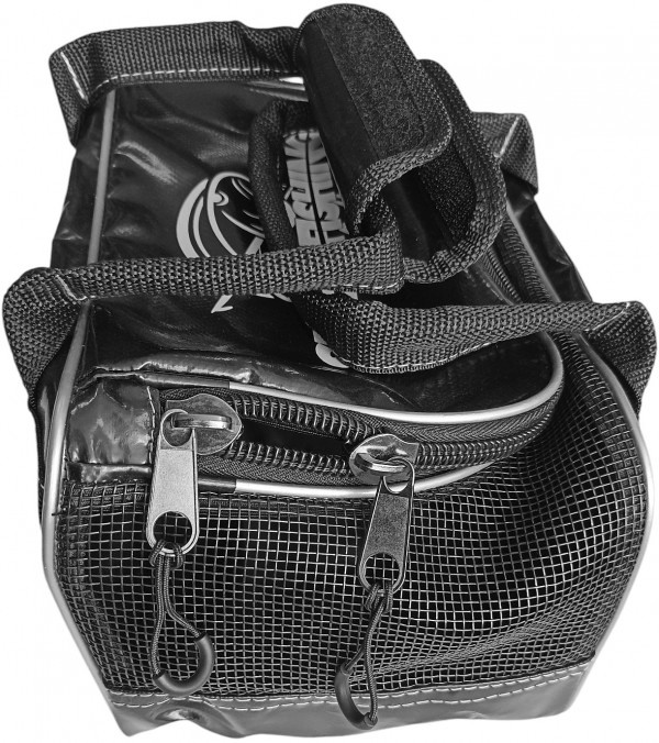 Закрывается на широкую и надежную «U-образную» молнию с двумя собачками. В сумке можно переносить до 36кг груза для подводного плавания.