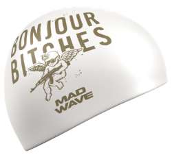 Силиконовая шапочка с надписью, которую понимают даже те, кто «учил в школе немецкий». Интересный вариант для соревнований.