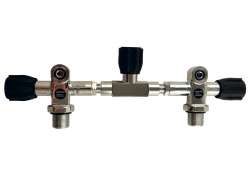 Профессиональный комплект вентилей с мостом (манифолдом) для дайвинга позволяет соединять два баллона в спарку, что необходимо для технического дайвинга и длительных погружений.