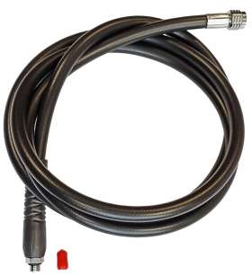 Качественный профессиональный резиновый шланг для подключения второй ступени регулятора к первой. Несмотря на заявленные 220см, длина после вкрутки в первую ступень - около 219.5см.